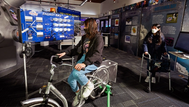 visitor rides the energy bike