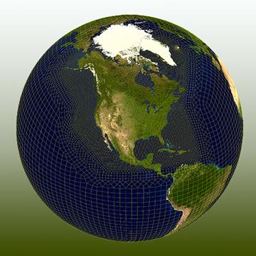 The globe looking on North America