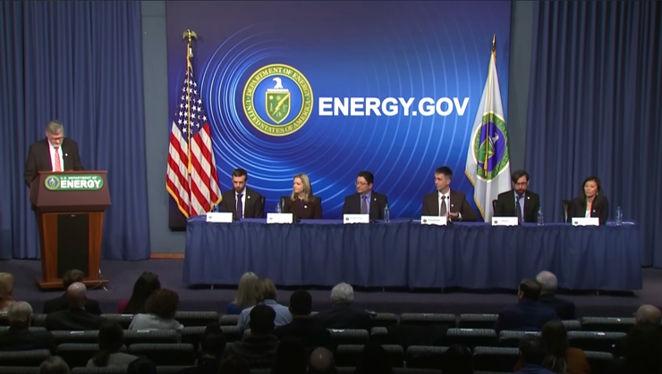 Scientists and researchers participating in a Department of Energy panel discussion