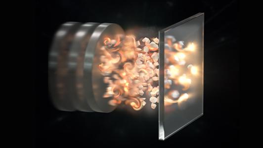 rendering of particals through glass