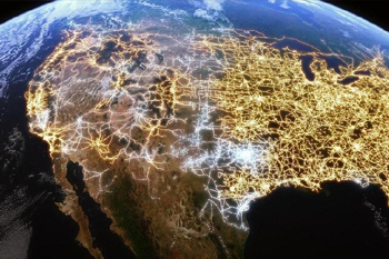energy usage map over North America as seen from space