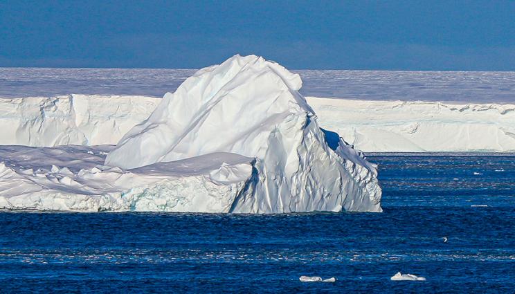 The Southern Ocean, Southern Hemisphere summer, February 2017. This floating iceberg was located off the Antarctic continent in the Weddell Sea, south of South America during the WAPITI (JR16004) cruise on the RRS James Clark Ross. This part of the global ocean has been found to be particularly sensitive to changes driving by ongoing climate change.